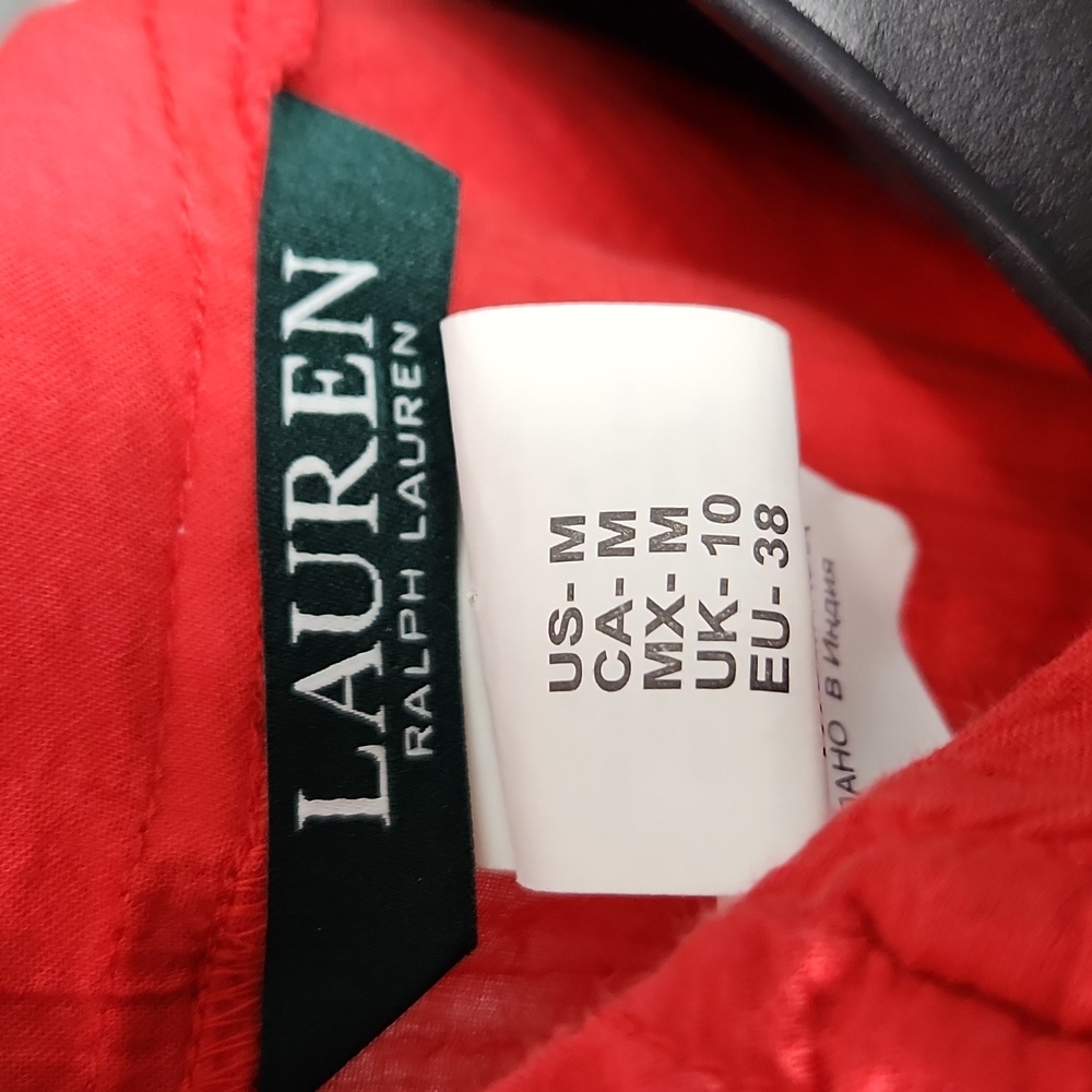 Lauren Ralph Lauren Red Gauze Tie-Sleeve Dress - Picture 10 of 10